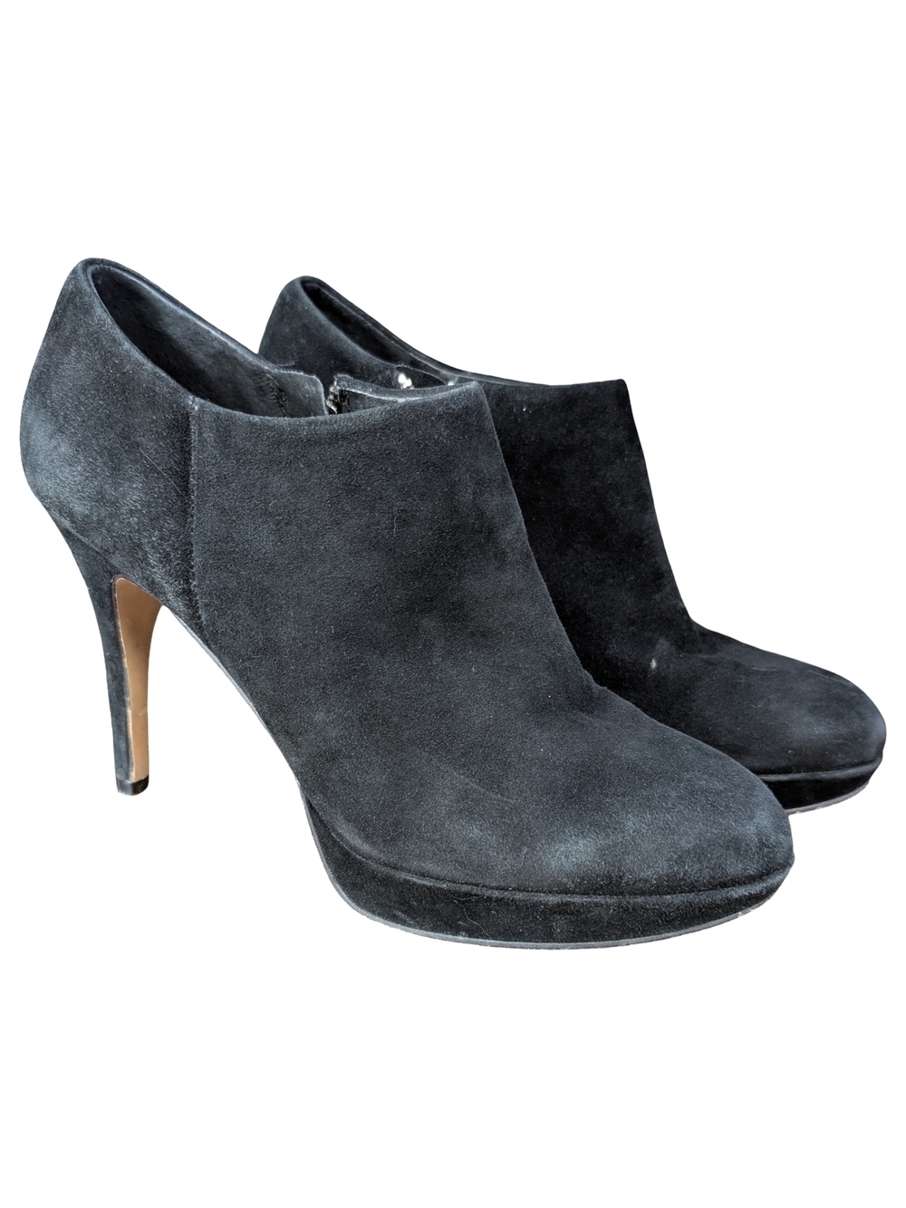Vince Camuto Elvin Black Suede Platform Ankle Booties Stiletto Heels Size 7.5